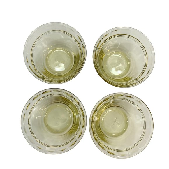 Vtg Custard Cup Set of 4 Amber Yellow Glass Mexico Forte Crista Flan Dessert - Picture 3 of 8